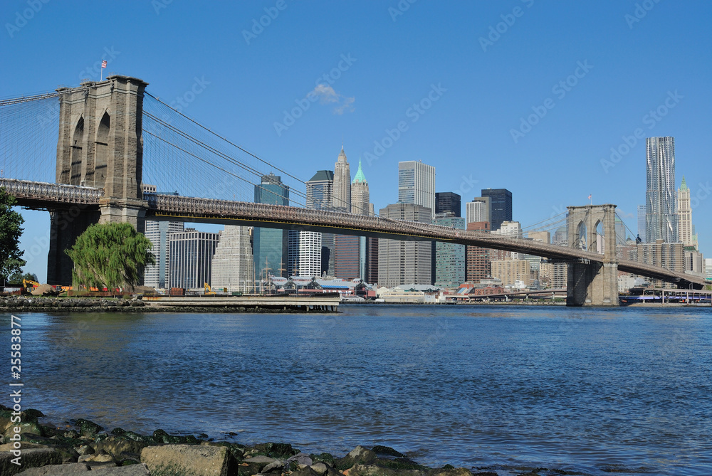Obraz premium Brooklyn Bridge i Manhattan Skyline