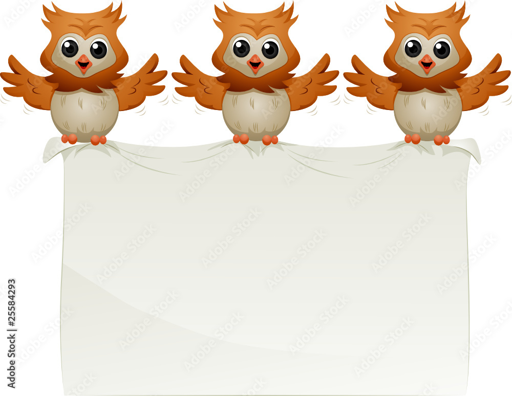 Fototapeta premium Owls Carrying Blank Notice