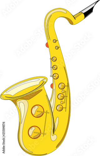 Vector series. Gold saxophone isolated on white background