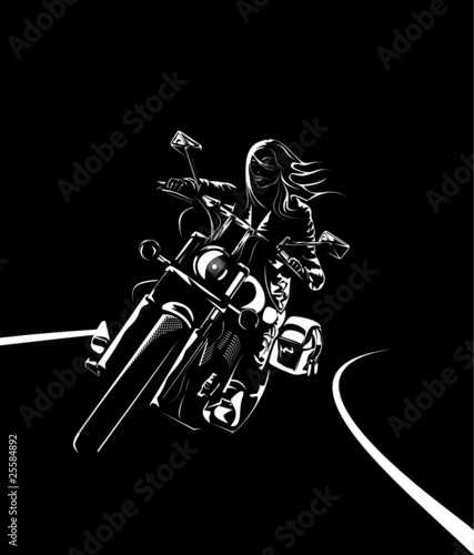 vector image of pretty biker woman