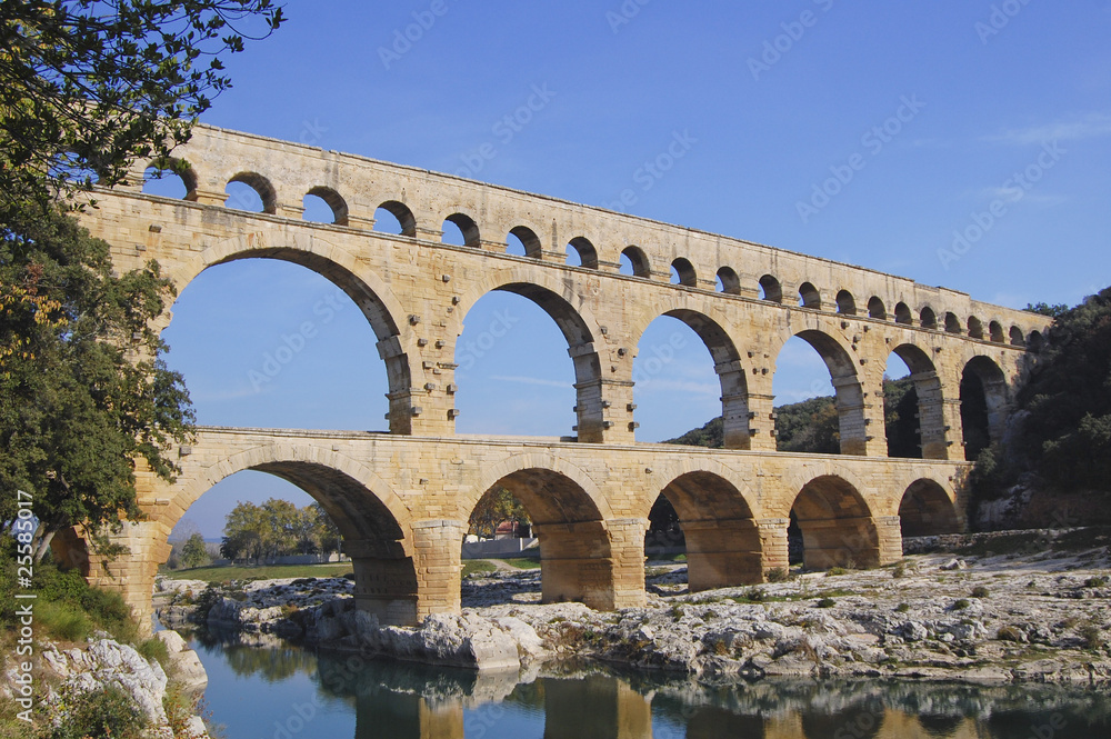 Pont du Gard Roman aquaduct near Avignon in France