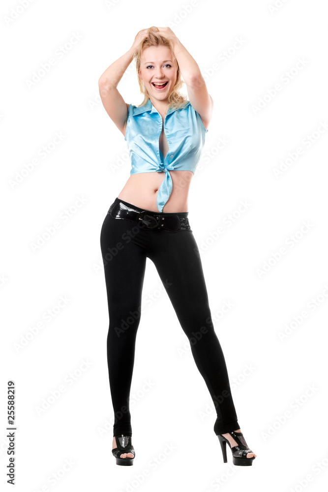 young cheerful blond woman young cheerful blond woman