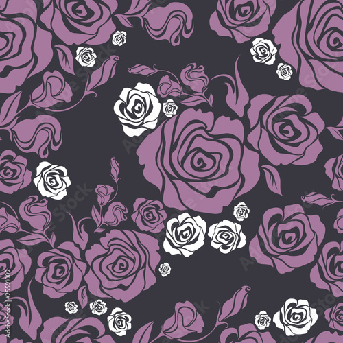 Vector Seamless vintage flower rose pattern