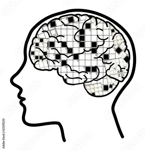 Enigmistica: cervello con testure parole crociate photo