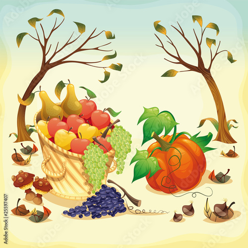 Still lifes in Autumn. Vect...