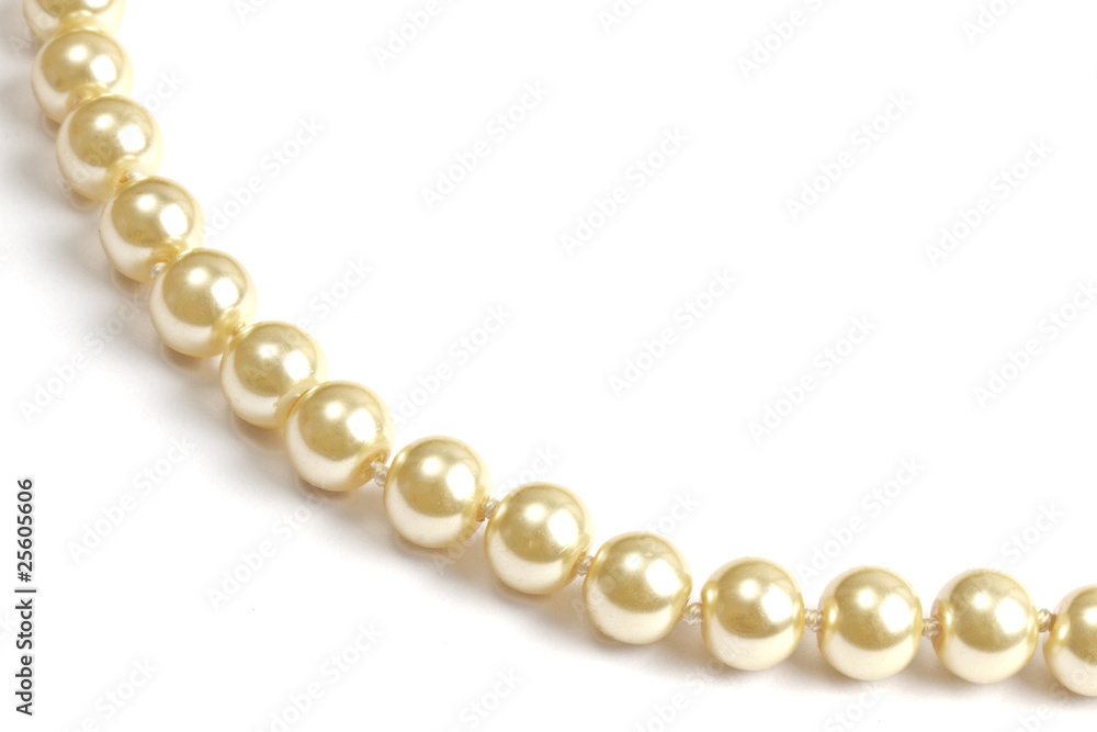 Beautiful string of beads isolated on white Beautiful string of beads isolated on white