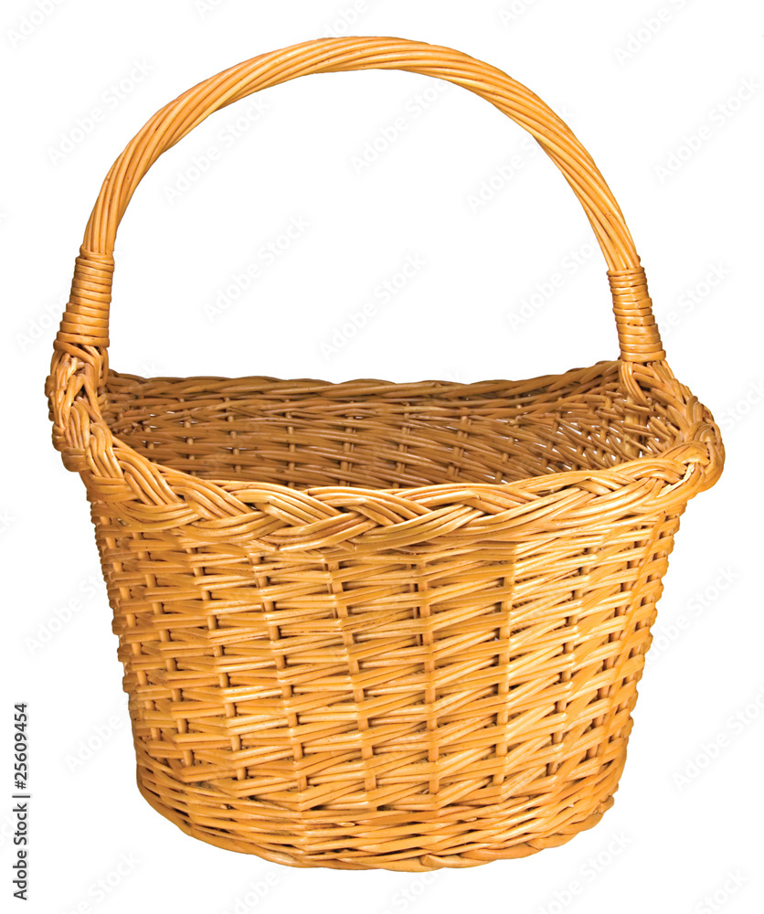 Splint Willow Wicker Basket, Isolated Splint Willow Wicker Basket, Isolated