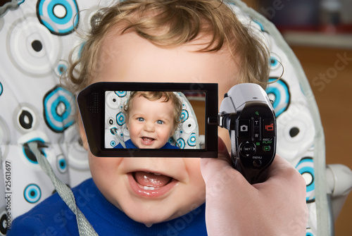 baby boy to camcorder