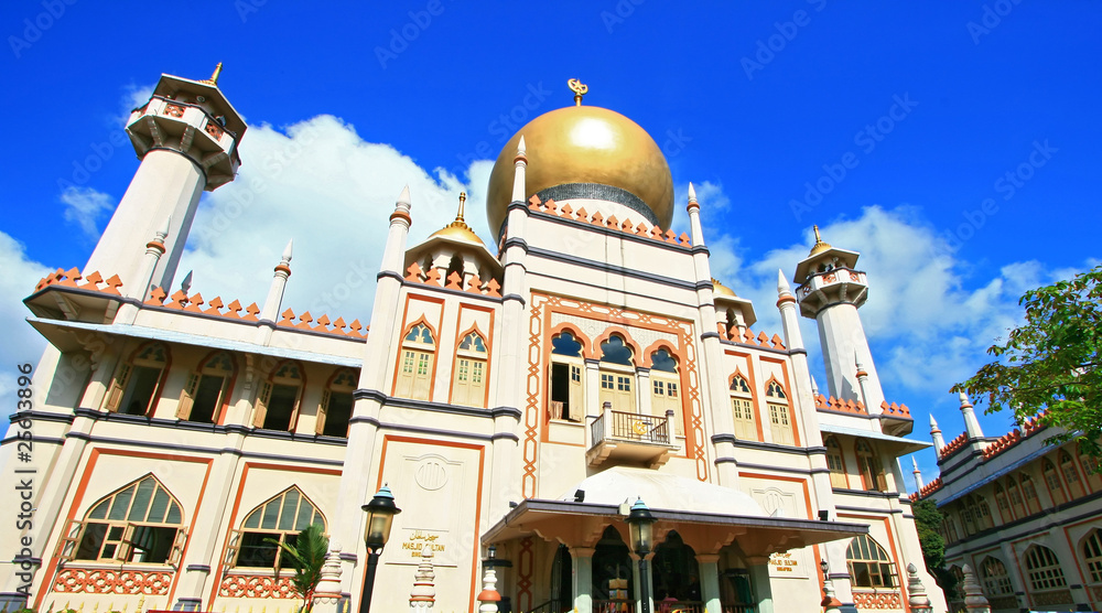 Masjid Sultan,Singapore Mosque, in Arab Street with blue sky