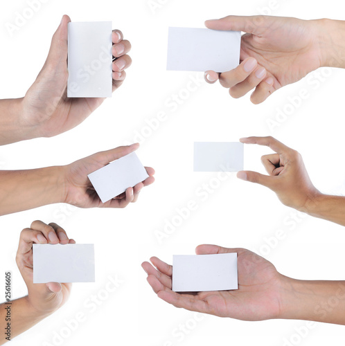 some gesture of hand giving card