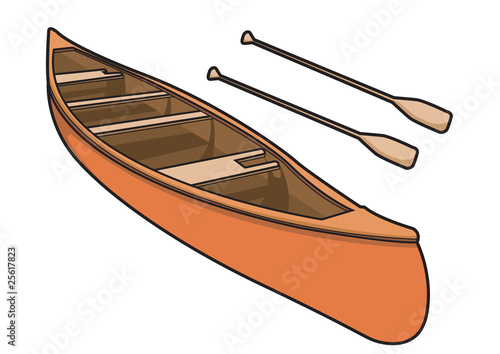 Canoe with Paddle in Vector Illustration