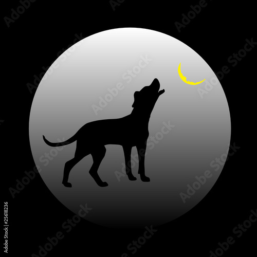 dog barking at the moon