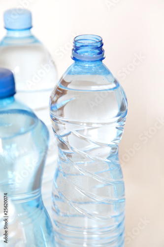 Closeup of bottles of mineral water