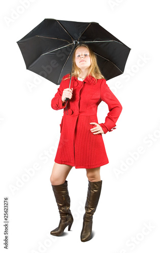 girl in  coat with umbrella © JackF