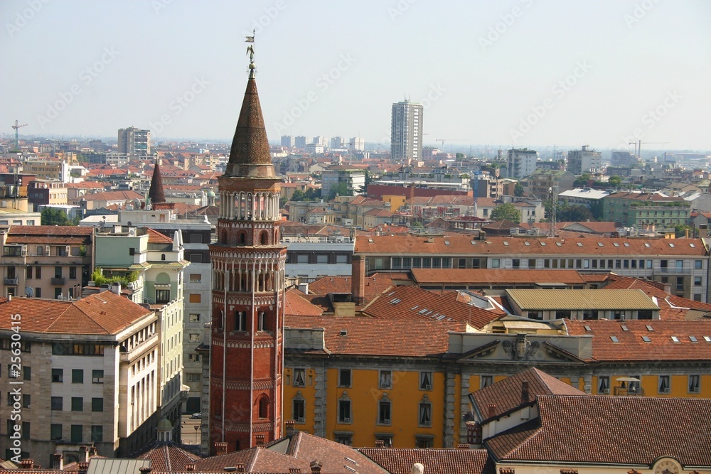 Aerial view of Milan from the Duomo roof