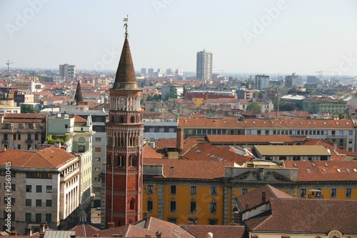 Aerial view of Milan from the Duomo roof