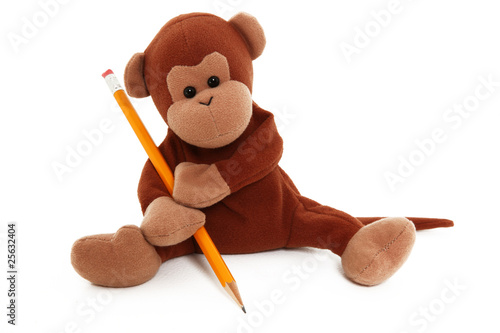 Stuffed Monkey With Pencil Drawing