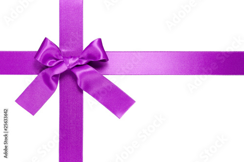 violet cross ribbon with bow, isolated