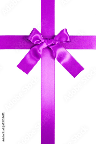 purple vertical cross ribbon with bow isolated