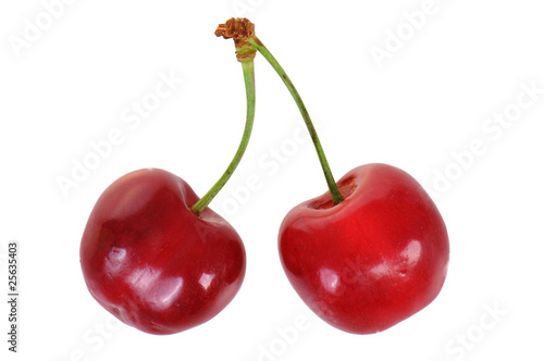 Cherries isolated on white background