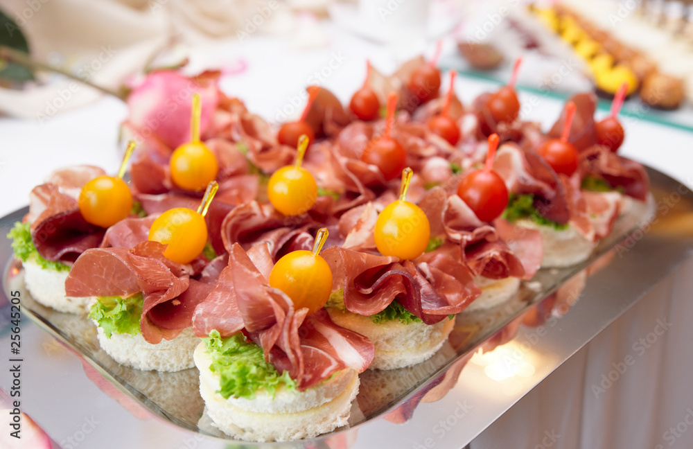 Canapes with cured ham