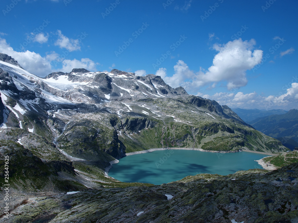 Weissee alpine lake in the Alps