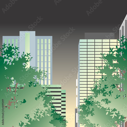 夜のオフィス街 Stock イラスト Adobe Stock