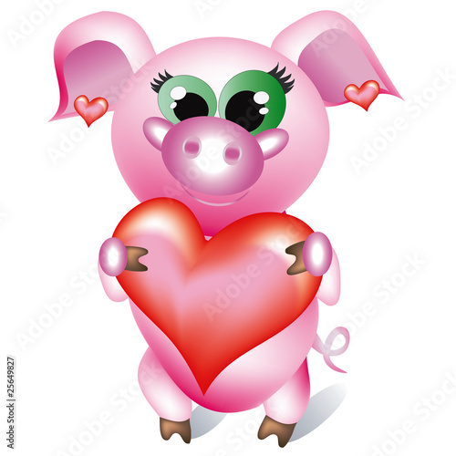 Pretty pig -girl with heart.