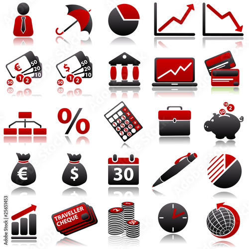 economic Red Icons
