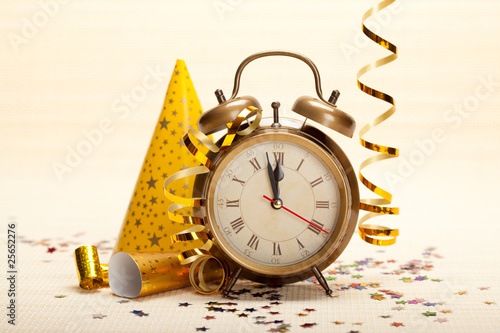 Clock and party decorations