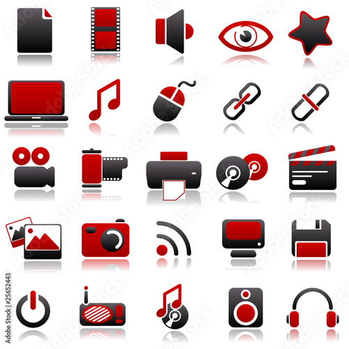multimedia Red Icons