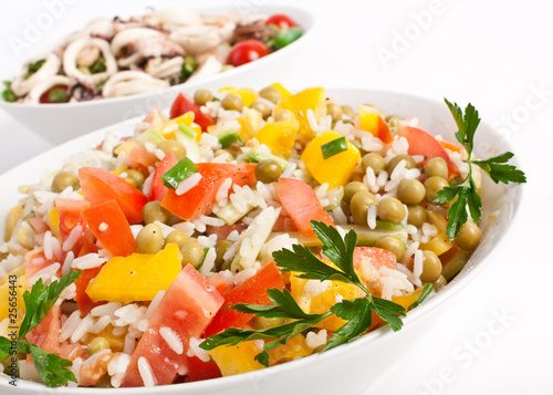 rice and seafood salads