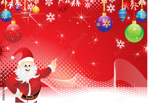abstract christmas background with christmas ball & santa