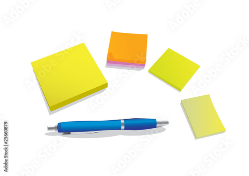 pen and color stickies realistic illustration