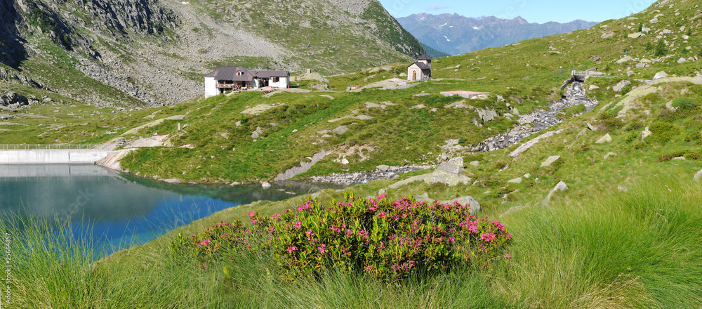 Alpine refuge on the lake