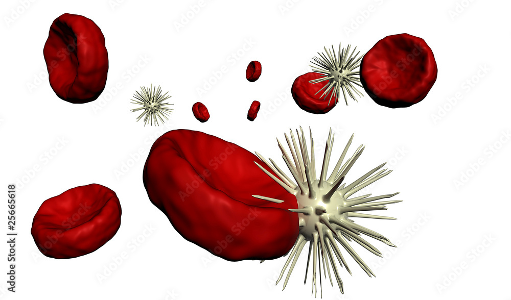 Blood cell fighting germs Stock Illustration | Adobe Stock