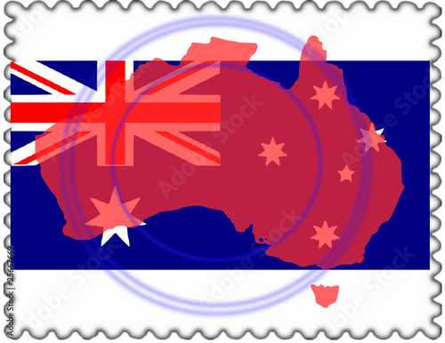 Australia map flag stamp