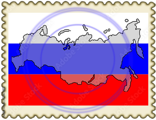 Russia map flag stamp