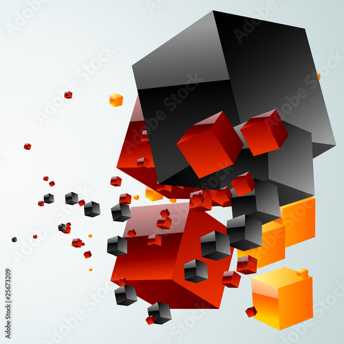 abstract cloud of cubes