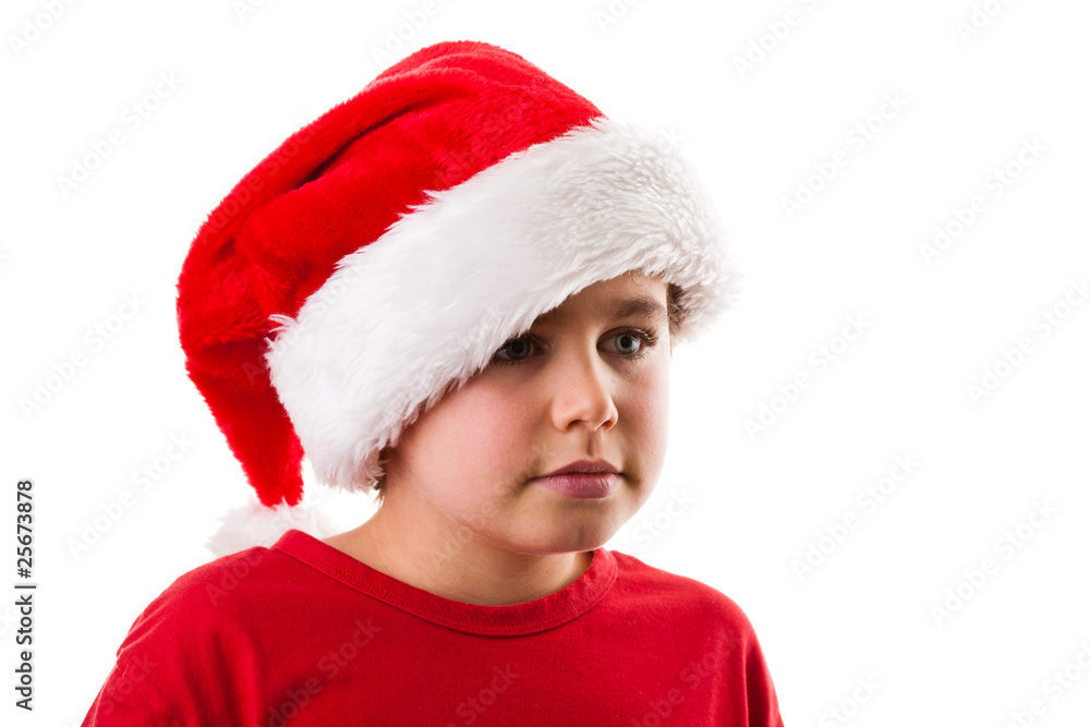 Christmas time - boy isolated on white background