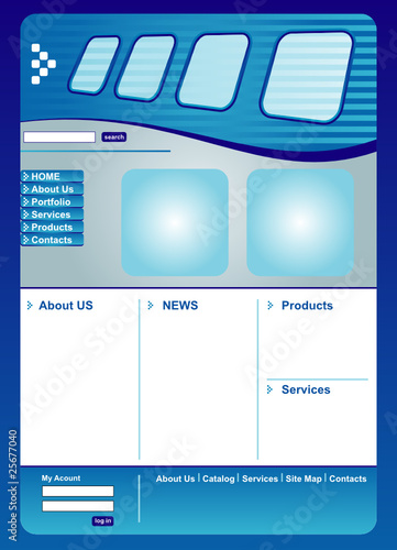 Blue technical web page wth editable header