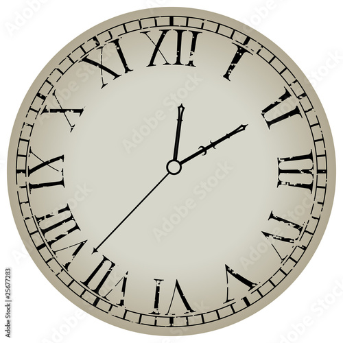 ancient clock against white