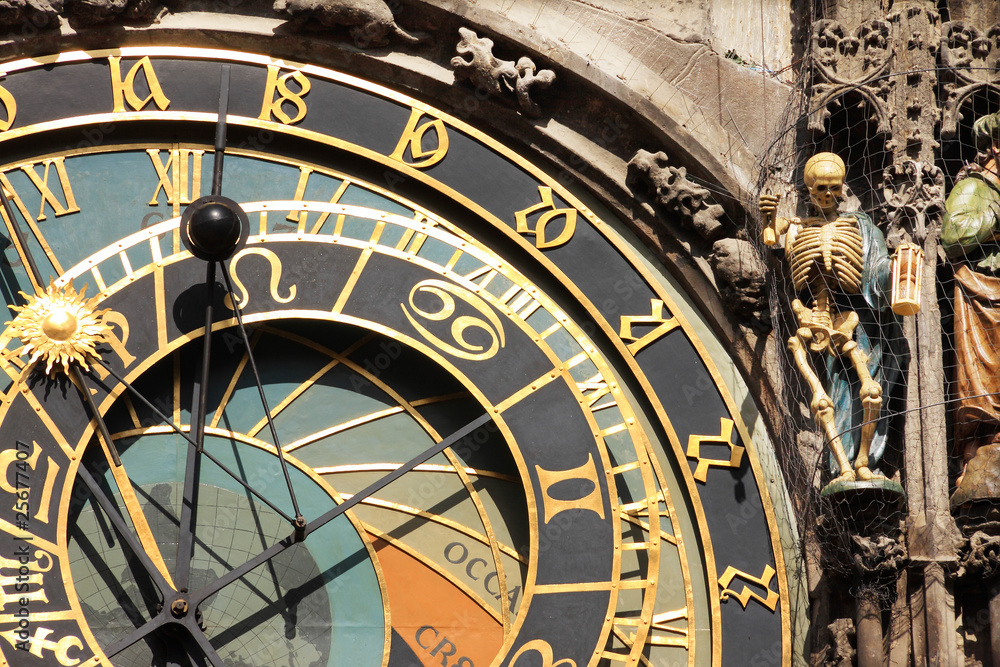 The ancient astronomical Clock in Prague on Old Town Hall