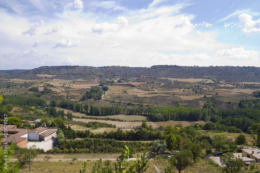 Fototapeta premium View along the river Tajo, with fields. Spain