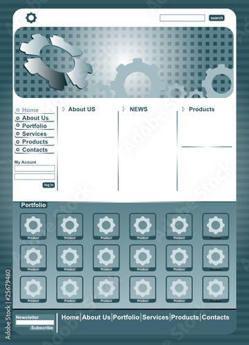 Dark editable technical web page wth header