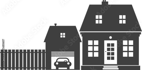 Home and garage, vector illustration
