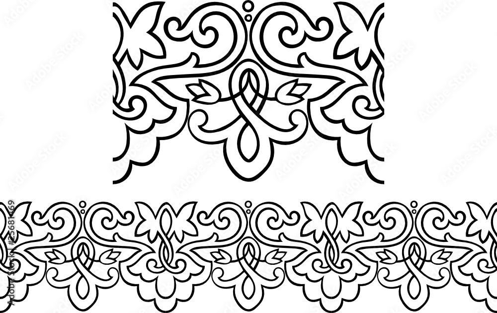 repeating Victorian style border pattern outline