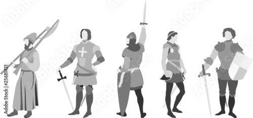 Vector set of 5 Knights (set four)