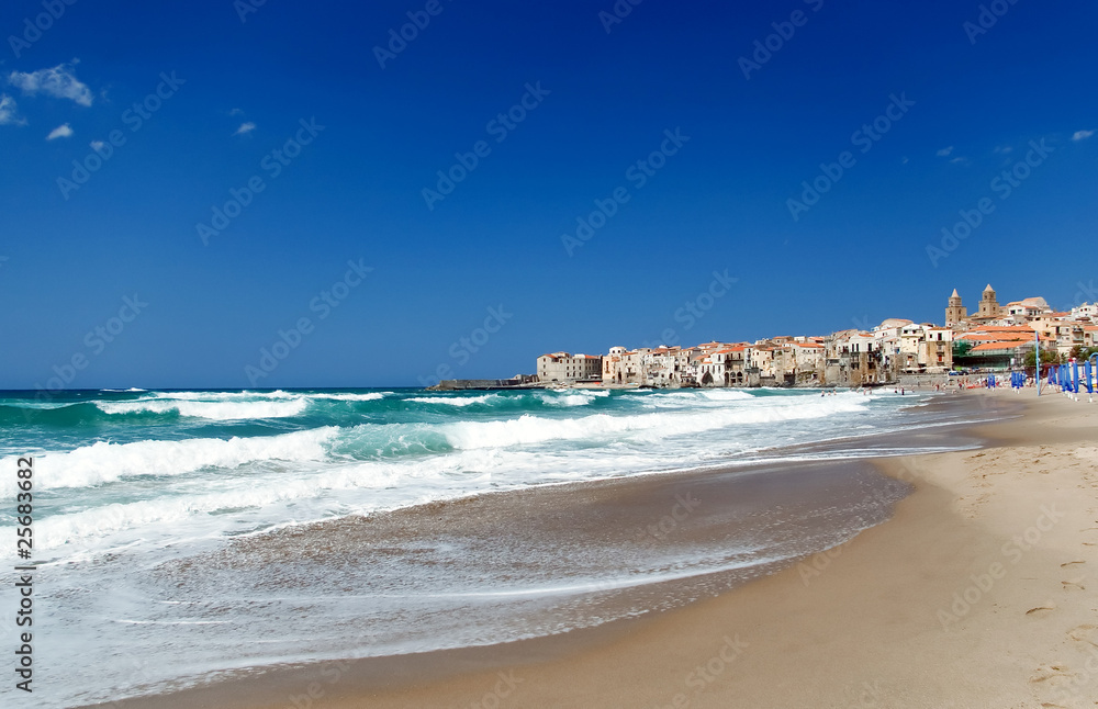 Sicily Cefalu view from the beach Sicily Cefalu view from the beach