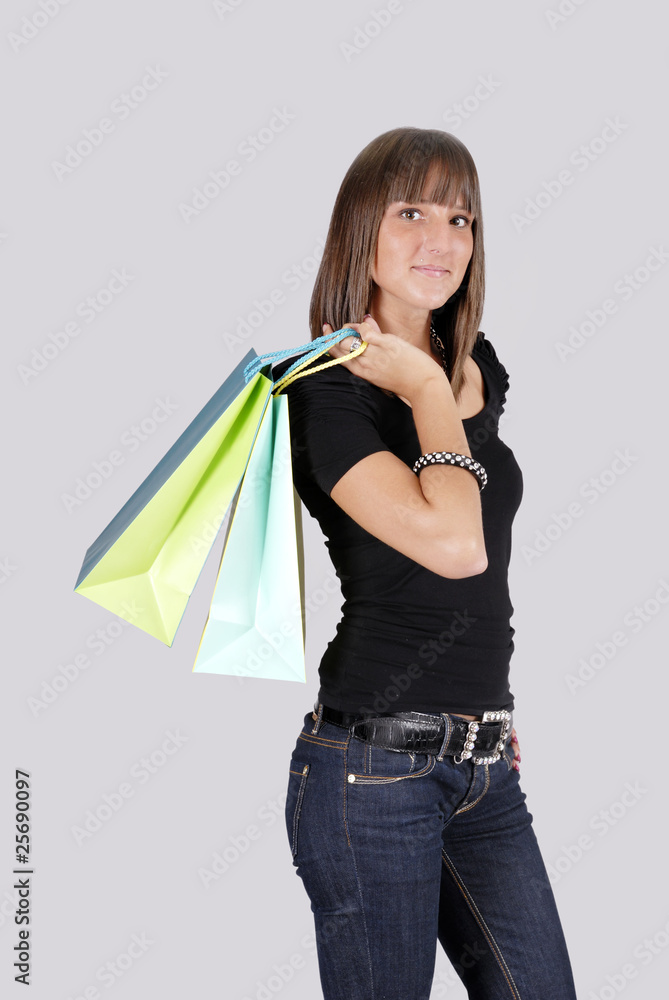 Beautiful young woman with shopping bags Beautiful young woman with shopping bags